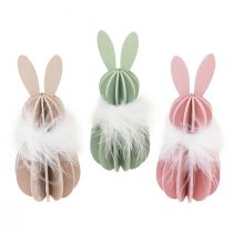 Artículo Decoración de mesa conejito de Pascua conejito de madera de color 5,5×15cm 3 piezas