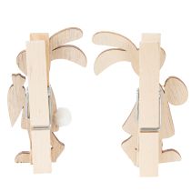 Artículo Pinzas decorativas de conejito de Pascua, adornos de madera rosa y blanco para Pascua, 7,5 cm, 4 piezas