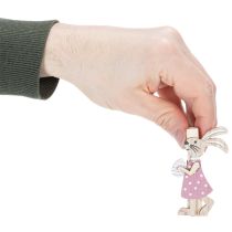 Artículo Pinzas decorativas de conejito de Pascua, adornos de madera rosa y blanco para Pascua, 7,5 cm, 4 piezas