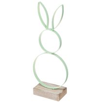 Artículo Conejito de Pascua Decoración Metal Madera Amarillo Menta Rosa H21cm 3 Piezas