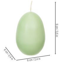 Artículo Velas de Pascua, forma de huevo, verdes, 9 cm, 20 h, 6 piezas