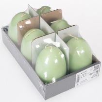 Artículo Velas de Pascua, forma de huevo, verdes, 9 cm, 20 h, 6 piezas
