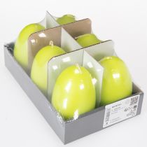 Artículo Velas de Pascua, forma de huevo, velas de Pascua en forma de huevo, verde lima, 9 cm, 20 h, 6 piezas