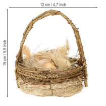 Artículo Cesta de Pascua con huevos de codorniz cesta de huevos artificiales enredaderas Ø12cm 2 uds