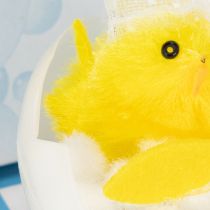 Artículo Adorno de pollito de Pascua, pollito de chenilla en la bañera, amarillo, 9 cm