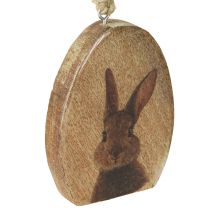 Artículo Conejo de Pascua Huevo en madera para colgar 10,5cm 4uds