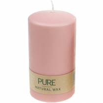 Artículo Vela de pilar PURE 130/70 vela decorativa rosa cera natural sostenible