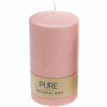 Artículo Vela de pilar PURE 130/70 Vela decorativa rosa cera natural sostenible