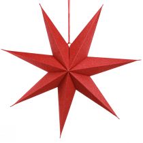 Artículo Lámpara decorativa navideña estrella de papel yute rojo 60x15cm