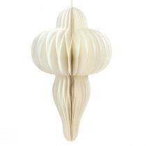 Artículo Adornos navideños de papel adorno blanco plateado H40cm 2 piezas