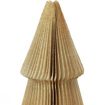 Artículo Árbol de Navidad de papel pequeño crema dorado Al. 30 cm