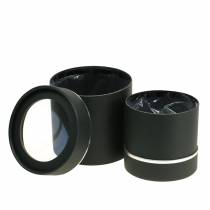 Artículo Jardinera redonda de cartón negro, plateado Ø10/12cm juego de 2