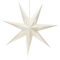 Artículo Estrella de papel, color blanco crema, estrella grande para colgar, 60 cm
