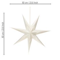 Artículo Estrella de papel, color blanco crema, estrella grande para colgar, 60 cm