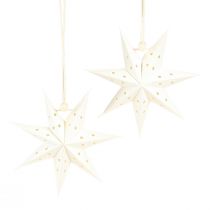 Artículo Colgante navideño decorativo estrella de papel blanco Ø10cm 8 piezas