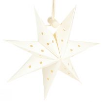 Artículo Colgante navideño decorativo estrella de papel blanco Ø10cm 8 piezas