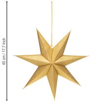 Artículo Estrellas de Navidad de papel, doradas, 45 cm, 3 unidades