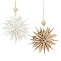 Artículo Estrellas de papel para colgar estrellas marrón blanco 12cm 6uds