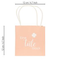 Artículo Bolsa de regalo con estampado "Una bolsa de felicidad" para regalar con mucho cariño, 12 cm, 12 unidades