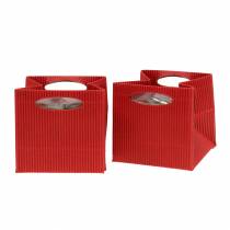 Artículo Macetero bolsa de papel rojo 12cm 12uds