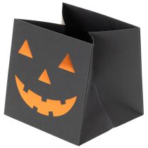 Artículo Maceta decorativa de Halloween con forma de cara de calabaza hecha con bolsas de papel, 10 cm, 6 unidades