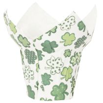 Artículo Maceta de papel con motivo de trébol, decoración de Año Nuevo, 12 cm, 12 unidades