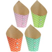 Jardinera de papel coloreada con puntos Ø12cm 8pcs
