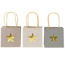 Artículo Bolsas de papel con estrella y asa gris surtido 10,5×10,5cm 9ud