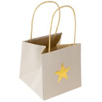 Artículo Bolsas de papel con estrella y asa gris surtidas 12×12×12cm 9uds