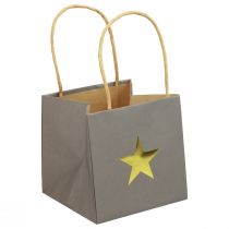 Artículo Bolsas de papel con estrella y asa gris surtido 12×12×12cm 9ud