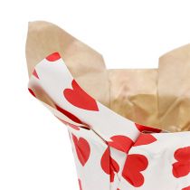 Bote de papel con corazones blanco-rojo Ø8cm H6,5cm 8pcs