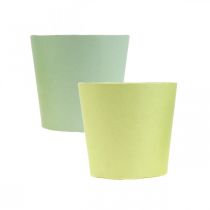 Artículo Maceta de papel, maceta mini, macetero azul/verde Ø9cm H7.5cm 4pcs