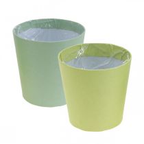 Artículo Maceta de papel, macetero, macetero azul/verde Ø11cm H10cm 4pcs