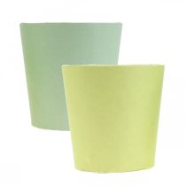 Artículo Maceta de papel, macetero, macetero azul/verde Ø11cm H10cm 4pcs