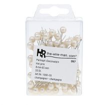 Artículo Alfileres con cabeza de perla champagne Ø8mm L65mm 55 piezas