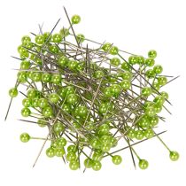 Artículo Alfileres de floristería con cabeza de perla verde, de uso versátil, Ø4 mm, 40 mm, 150 unidades.