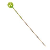 Artículo Alfileres de floristería con cabeza de perla verde, de uso versátil, Ø4 mm, 40 mm, 150 unidades.