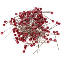 Artículo Alfileres decorativos con cabeza de perla roja para floristerías, Ø4 mm, 40 mm, 150 unidades