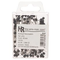 Artículo Alfileres de floristería con cabeza de perla negra, Ø4 mm, 40 mm, 150 unidades