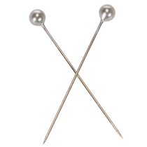 Artículo Alfileres de floristería y decoración con cabeza de perla, plateados, Ø4 mm, 40 mm, 150 unidades