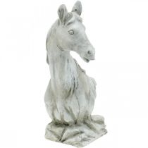 Busto de cabeza de caballo figura decorativa caballo de cerámica blanco, gris H31cm