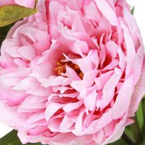 Artículo Peonía flores artificiales rosa con tallo largo 70cm 3ud