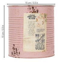 Artículo Maceta, rosa antigua, caja decorativa de metal, vintage, Ø15,5 cm H15 cm