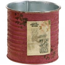 Artículo Jardinera decorativa caja redonda de metal violeta decoración vintage Ø8cm H7.5cm