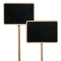 Tapones para plantas letreros enchufables de madera mini tablero de tiza 8,5 × 6 cm 6 piezas