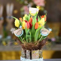 Tapones para plantas, tapones decorativos de pollo coloridos, gallina de madera, decoración de Pascua, 14 piezas