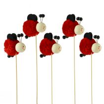 Artículo Tapón para plantas con forma de mariquita, decoración de flores, 27,5 cm, 9 unidades