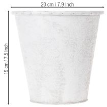 Artículo Maceta, jardinera con adornos, decoración de metal blanco, gris Ø20,5cm H19,5cm