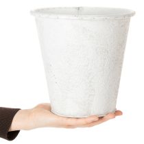 Artículo Maceta, jardinera con adornos, decoración de metal blanco, gris Ø20,5cm H19,5cm
