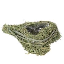 Artículo Corazón decorativo de hierba natural con inserto de lámina metálica, 14 cm, 2 unidades.